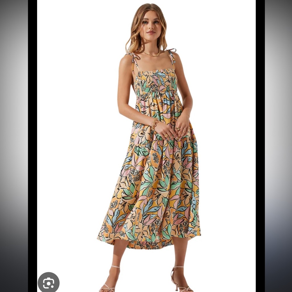 Astr Yellow and Pink Bustier Sundress Wedding Guest